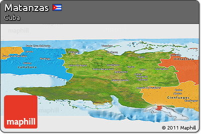 Satellite Panoramic Map of Matanzas, political outside