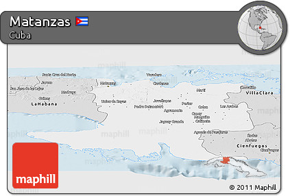 Silver Style Panoramic Map of Matanzas