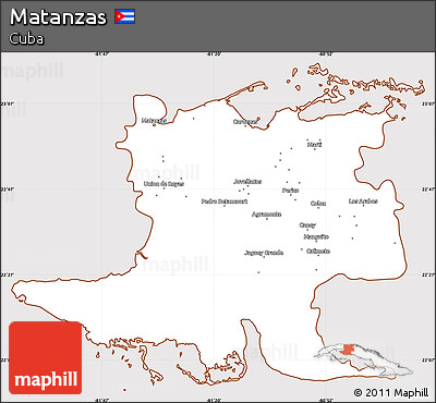 Classic Style Simple Map of Matanzas, cropped outside