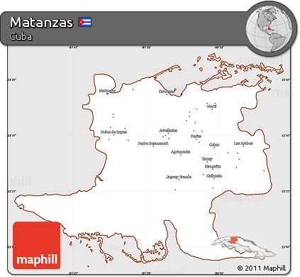 Classic Style Simple Map of Matanzas, cropped outside