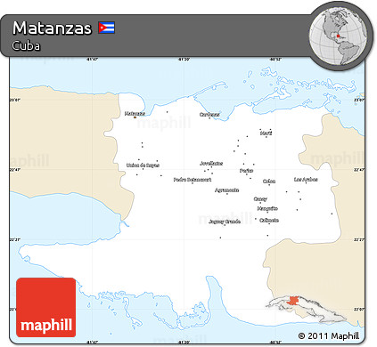 Classic Style Simple Map of Matanzas, single color outside