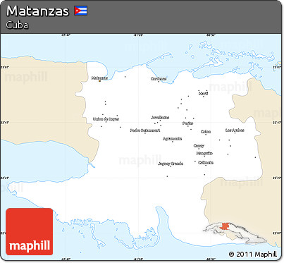Classic Style Simple Map of Matanzas, single color outside