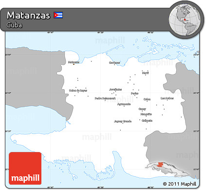 Gray Simple Map of Matanzas, single color outside