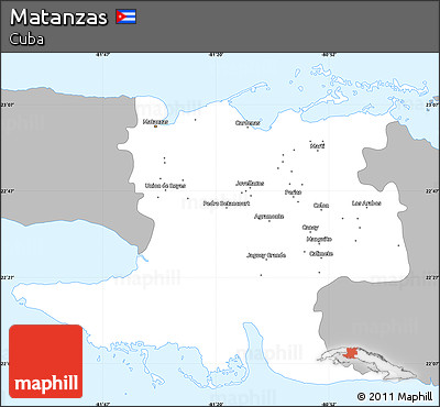 Gray Simple Map of Matanzas, single color outside