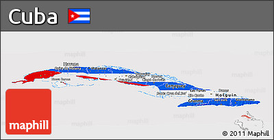 Flag Panoramic Map of Cuba