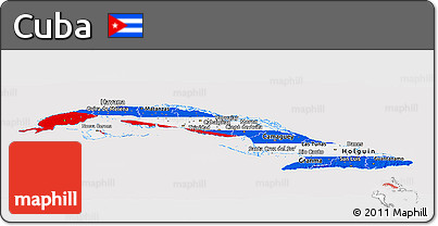 Flag Panoramic Map of Cuba