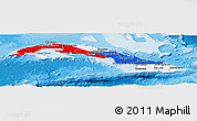 Flag Panoramic Map of Cuba, single color outside, bathymetry sea, shaded relief sea, flag centered