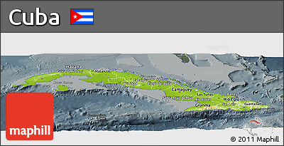Physical Panoramic Map of Cuba, darken, semi-desaturated