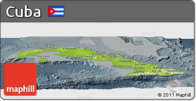 Physical Panoramic Map of Cuba, darken, semi-desaturated