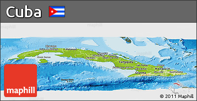 Physical Panoramic Map of Cuba, darken, semi-desaturated, land only