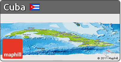 Physical Panoramic Map of Cuba, darken, semi-desaturated, land only