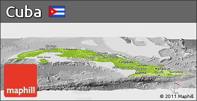 Physical Panoramic Map of Cuba, desaturated