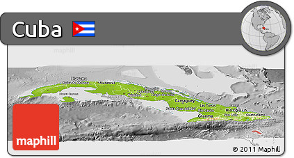 Physical Panoramic Map of Cuba, desaturated