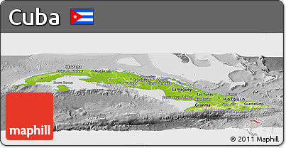 Physical Panoramic Map of Cuba, desaturated