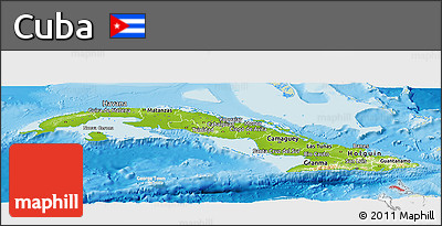 Physical Panoramic Map of Cuba, lighten, land only