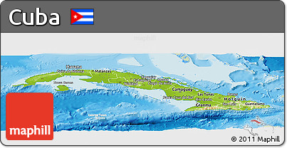 Physical Panoramic Map of Cuba, lighten, land only