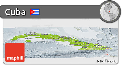 Physical Panoramic Map of Cuba, lighten, semi-desaturated