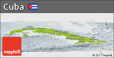 Physical Panoramic Map of Cuba, lighten, semi-desaturated