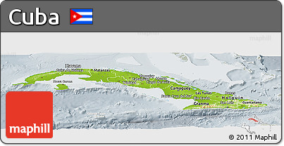 Physical Panoramic Map of Cuba, lighten, semi-desaturated