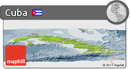 Physical Panoramic Map of Cuba, semi-desaturated