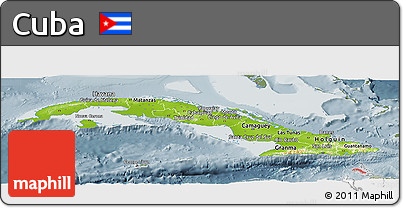 Physical Panoramic Map of Cuba, semi-desaturated