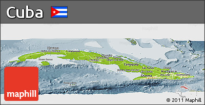 Physical Panoramic Map of Cuba, semi-desaturated
