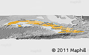 Political Shades Panoramic Map of Cuba, desaturated