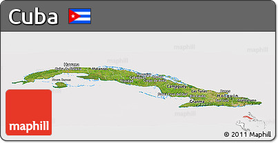 Satellite Panoramic Map of Cuba, cropped outside