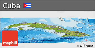 Satellite Panoramic Map of Cuba, shaded relief outside