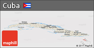 Shaded Relief Panoramic Map of Cuba, cropped outside
