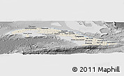 Shaded Relief Panoramic Map of Cuba, desaturated