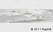 Shaded Relief Panoramic Map of Cuba, lighten, desaturated