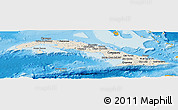 Shaded Relief Panoramic Map of Cuba, political outside, shaded relief sea