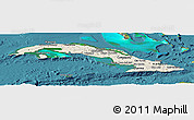 Shaded Relief Panoramic Map of Cuba, satellite outside