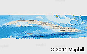 Shaded Relief Panoramic Map of Cuba, satellite outside, shaded relief sea