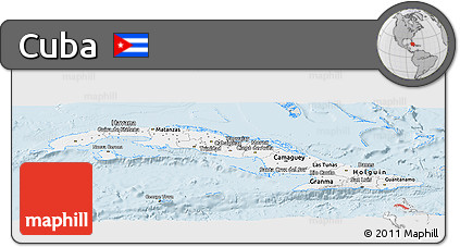 Silver Style Panoramic Map of Cuba