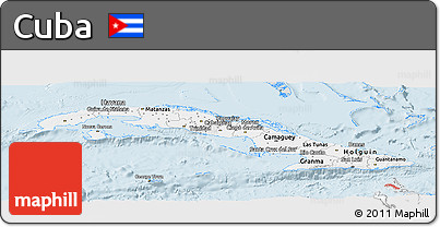 Silver Style Panoramic Map of Cuba