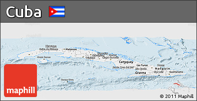 Silver Style Panoramic Map of Cuba