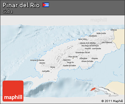 Classic Style 3D Map of Pinar Del Rio, single color outside