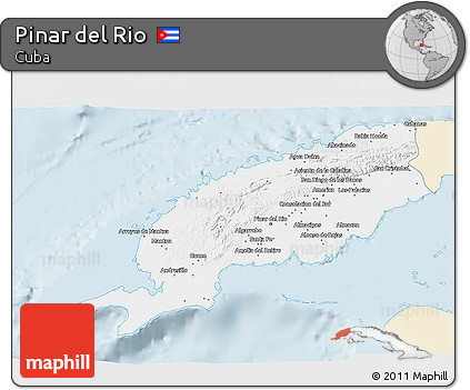 Classic Style 3D Map of Pinar Del Rio, single color outside
