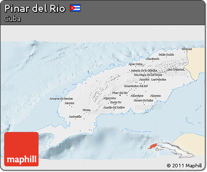 Classic Style 3D Map of Pinar Del Rio, single color outside