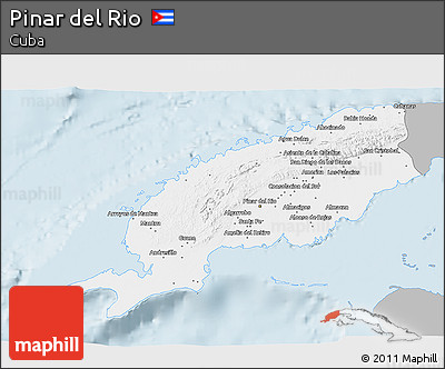 Gray 3D Map of Pinar Del Rio, single color outside