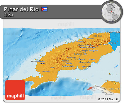 Political 3D Map of Pinar Del Rio