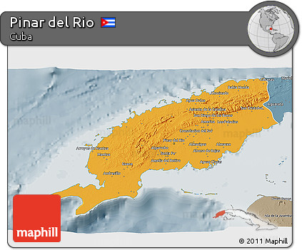 Political 3D Map of Pinar Del Rio, semi-desaturated