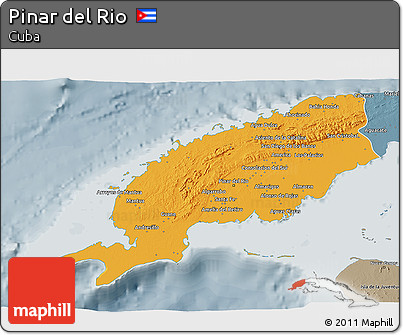 Political 3D Map of Pinar Del Rio, semi-desaturated