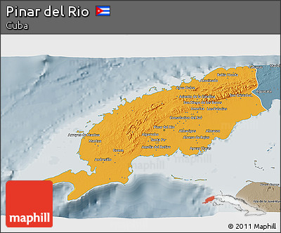 Political 3D Map of Pinar Del Rio, semi-desaturated