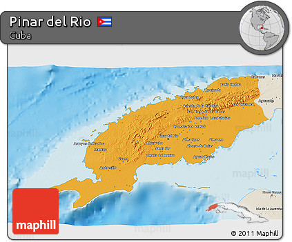 Political 3D Map of Pinar Del Rio, shaded relief outside