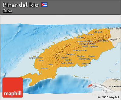 Political 3D Map of Pinar Del Rio, shaded relief outside