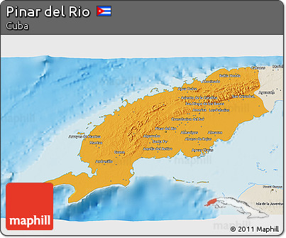 Political 3D Map of Pinar Del Rio, shaded relief outside