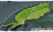 Satellite 3D Map of Pinar del Rio, darken, semi-desaturated